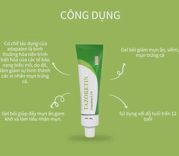 Tazoretin 0.1 có đẩy mụn không