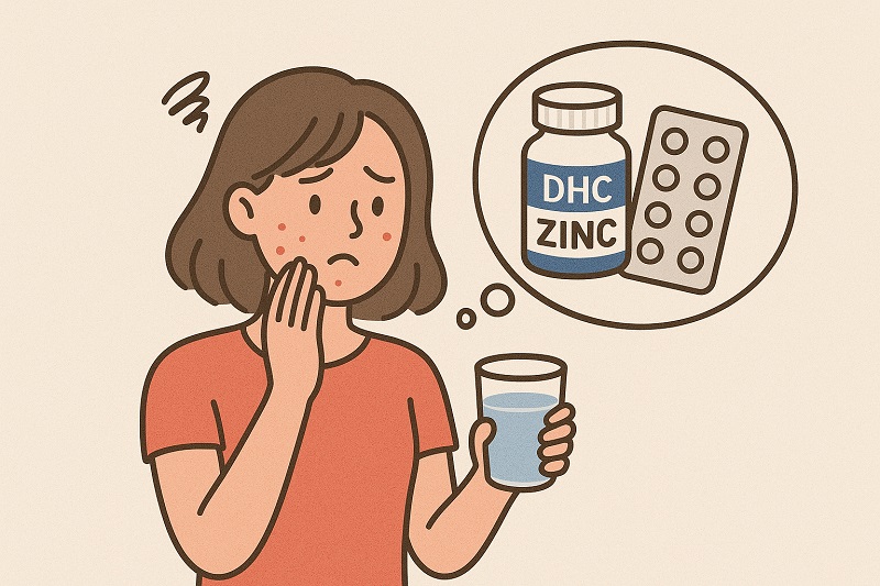 Uống DHC kẽm có bị nổi mụn không