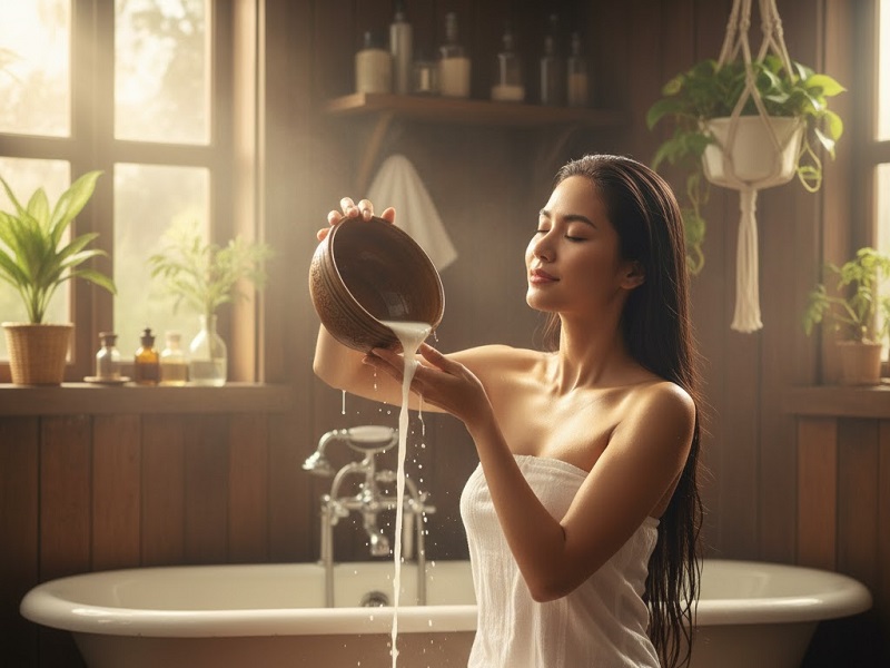Gội đầu bằng nước vo gạo
