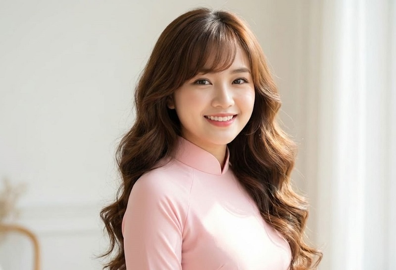 Tóc mái thưa mỏng phù hợp với khuôn mặt tròn