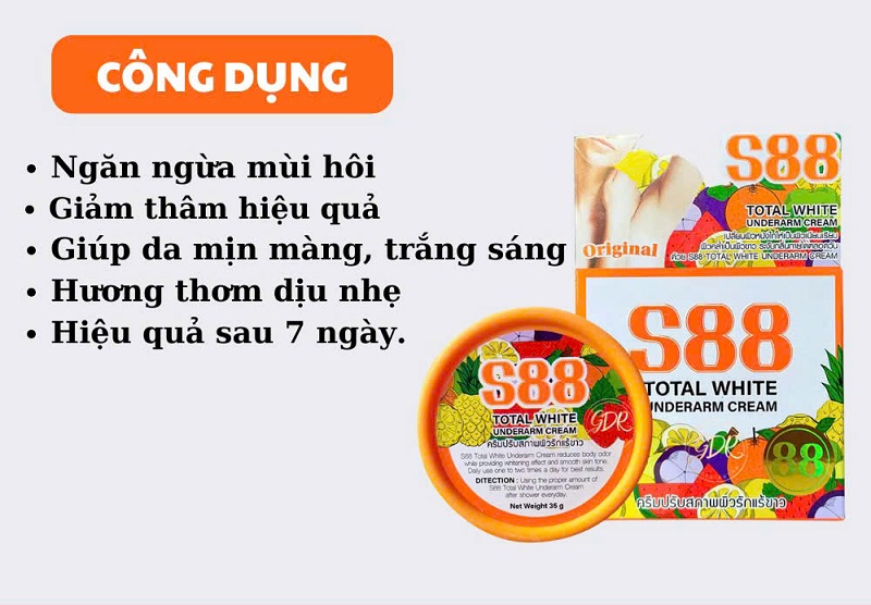 Công dụng kem trị thâm nách Total White 88