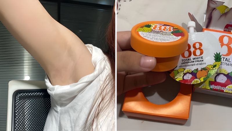 Vùng da trắng mịn khi sử dụng Total White 88